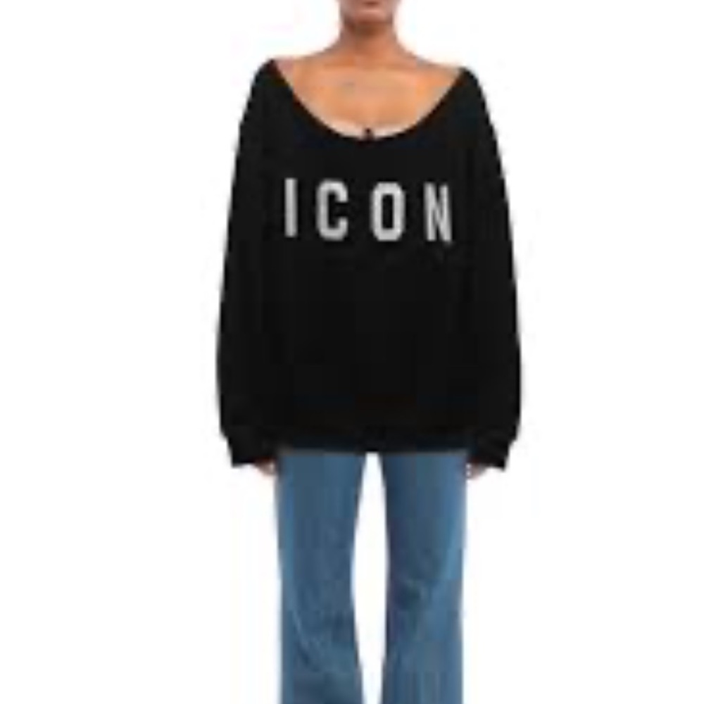DSQUARED2 black super soft fleece Icon oversized sweatshirt, size XS